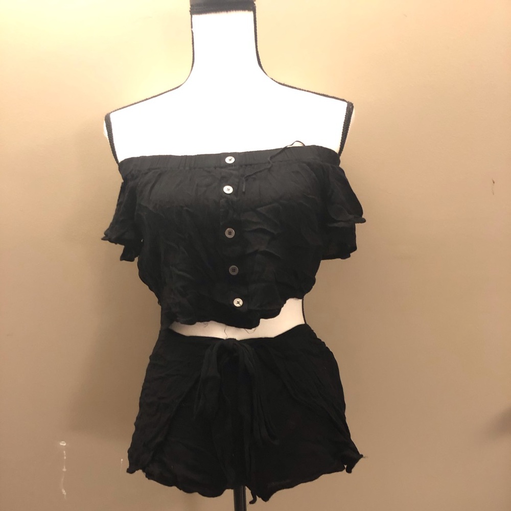 Black Crop Top and Short Set